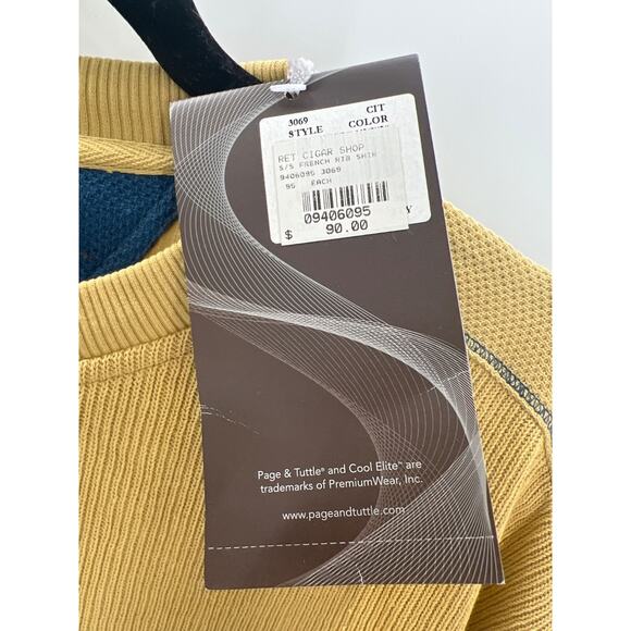 Page & Tuttle Cool Elite Mens Ribbed Mustard Yellow Crewneck Sweatshirt Large - Picture 4 of 11